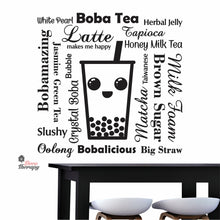 Load image into Gallery viewer, Boba Tea Latte Makes Me Happy Big Straw Wall Decal Decotherapy