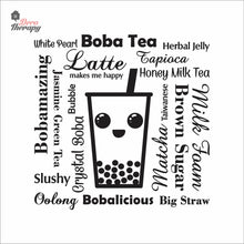 Load image into Gallery viewer, Boba Tea Latte Makes Me Happy Big Straw Wall Decal Decotherapy