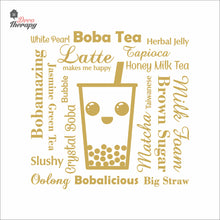 Load image into Gallery viewer, Boba Tea Latte Makes Me Happy Big Straw Wall Decal Decotherapy