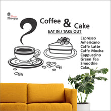Load image into Gallery viewer, Coffee & Cake Eat In Takeout Wall Decal Decotherapy