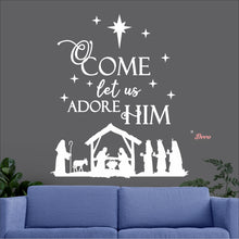 Load image into Gallery viewer, Come Let Us Adore Him Nativity Manger Christmas Wall Decal Decotherapy