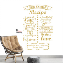 Load image into Gallery viewer, Family Recipe Cup Of Faith Pinch Of Kindness Big Scoop Of Patience Wall Decal Decotherapy