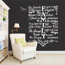 Load image into Gallery viewer, Family Rules Be Thankful Always Forgive Share Respect Wall Decal Decotherapy
