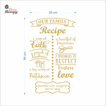 Load image into Gallery viewer, Family Recipe Cup Of Faith Pinch Of Kindness Big Scoop Of Patience Wall Decal Decotherapy