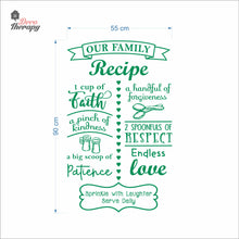 Load image into Gallery viewer, Family Recipe Cup Of Faith Pinch Of Kindness Big Scoop Of Patience Wall Decal Decotherapy