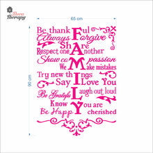 Load image into Gallery viewer, Family Rules Be Thankful Always Forgive Share Respect Wall Decal Decotherapy