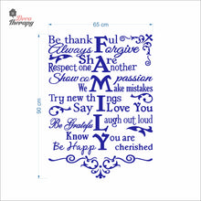 Load image into Gallery viewer, Family Rules Be Thankful Always Forgive Share Respect Wall Decal Decotherapy