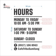 Load image into Gallery viewer, Customized Store Hours Wall Decal Decotherapy