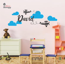 Load image into Gallery viewer, Customized Name Airplanes & Clouds V2 Design Wall Sticker