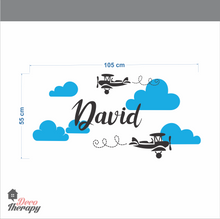 Load image into Gallery viewer, Customized Name Airplanes & Clouds V2 Design Wall Sticker