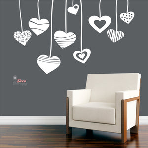 Hearts Hanging DIY Wall Decal Decotherapy