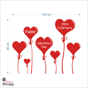 Hearts Balloon Happy Valentines Day 14th February DIY Wall Decal Decotherapy