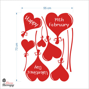 Hearts Balloon Happy Valentines Day 14th February DIY Wall Decal Decotherapy