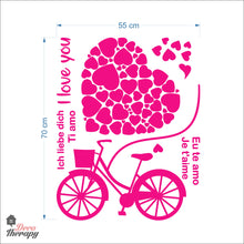 Load image into Gallery viewer, I Love You Bike Tied Big Flying Red Heart DIY Wall Decal Decotherapy