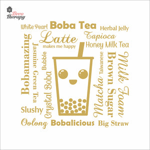 Boba Tea Latte Makes Me Happy Big Straw Wall Decal Decotherapy