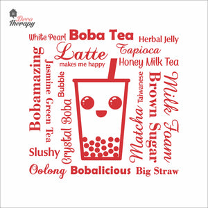 Boba Tea Latte Makes Me Happy Big Straw Wall Decal Decotherapy
