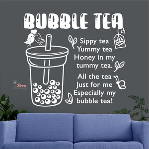 Bubble Tea Sippy Yummy Honey In My Tummy Tea Boba Milktea Wall Decal Decotherapy