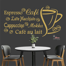 Load image into Gallery viewer, Cafe Au Lait Mokka Latte Macchiato Cappuccino Espresso Beans Wall Decal Decotherapy