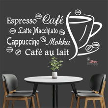 Load image into Gallery viewer, Cafe Au Lait Mokka Latte Macchiato Cappuccino Espresso Beans Wall Decal Decotherapy