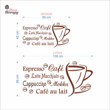 Load image into Gallery viewer, Cafe Au Lait Mokka Latte Macchiato Cappuccino Espresso Beans Wall Decal Decotherapy