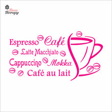 Load image into Gallery viewer, Cafe Au Lait Mokka Latte Macchiato Cappuccino Espresso Beans Wall Decal Decotherapy
