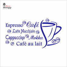 Load image into Gallery viewer, Cafe Au Lait Mokka Latte Macchiato Cappuccino Espresso Beans Wall Decal Decotherapy