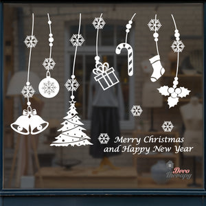 Christmas Happy New Year Tree Bell Stocking Wall Decal Decotherapy