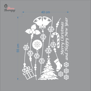 Christmas Happy New Year Tree Bell Stocking Wall Decal Decotherapy