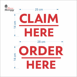 Claim Here Order Here Sign Sticker Self-Adhesive Decotherapy