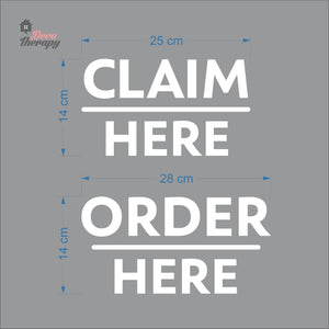 Claim Here Order Here Sign Sticker Self-Adhesive Decotherapy
