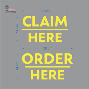 Claim Here Order Here Sign Sticker Self-Adhesive Decotherapy