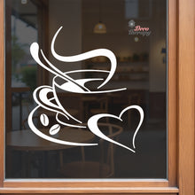 Load image into Gallery viewer, Coffee Heart Cup Sign Cafe Restaurant Wall Decal Decotherapy