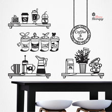 Load image into Gallery viewer, Coffee &amp; Tea Cafe Shop Window Creative Design Wall Decal Decotherapy