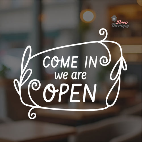 Come In We Are Open Floral Door Sign Sticker Self-Adhesive Decotherapy