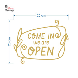 Come In We Are Open Floral Door Sign Sticker Self-Adhesive Decotherapy