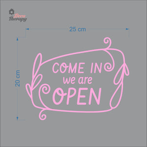 Come In We Are Open Floral Door Sign Sticker Self-Adhesive Decotherapy