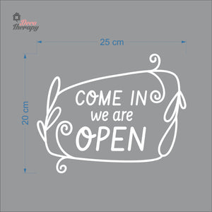 Come In We Are Open Floral Door Sign Sticker Self-Adhesive Decotherapy