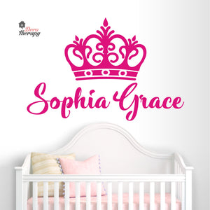Customized Name With Crown Design Wall Decal