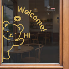 Load image into Gallery viewer, Cute Bear Welcome Sign Cafe Store Restaurant Wall Decal Decotherapy