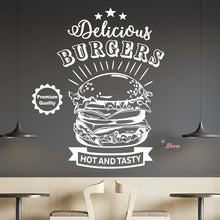 Load image into Gallery viewer, Delicious Burgers Hot And Tasty Premium Quality Wall Decal