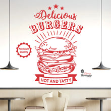 Load image into Gallery viewer, Delicious Burgers Hot And Tasty Premium Quality Wall Decal