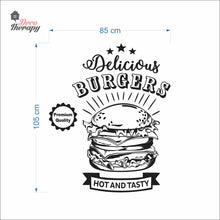 Load image into Gallery viewer, Delicious Burgers Hot And Tasty Premium Quality Wall Decal