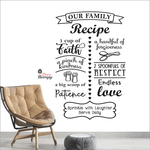 Family Recipe Cup Of Faith Pinch Of Kindness Big Scoop Of Patience Wall Decal Decotherapy