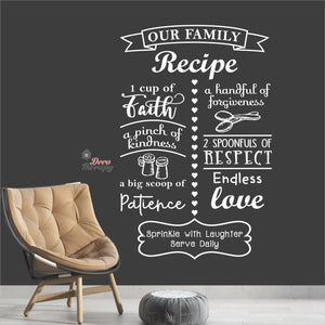 Family Recipe Cup Of Faith Pinch Of Kindness Big Scoop Of Patience Wall Decal Decotherapy
