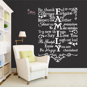 Family Rules Be Thankful Always Forgive Share Respect Wall Decal Decotherapy