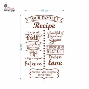 Family Recipe Cup Of Faith Pinch Of Kindness Big Scoop Of Patience Wall Decal Decotherapy