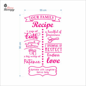 Family Recipe Cup Of Faith Pinch Of Kindness Big Scoop Of Patience Wall Decal Decotherapy