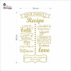 Family Recipe Cup Of Faith Pinch Of Kindness Big Scoop Of Patience Wall Decal Decotherapy