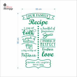Family Recipe Cup Of Faith Pinch Of Kindness Big Scoop Of Patience Wall Decal Decotherapy