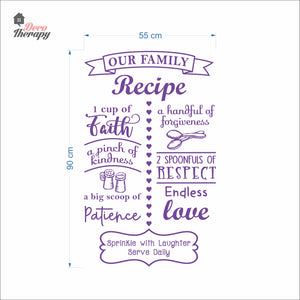 Family Recipe Cup Of Faith Pinch Of Kindness Big Scoop Of Patience Wall Decal Decotherapy